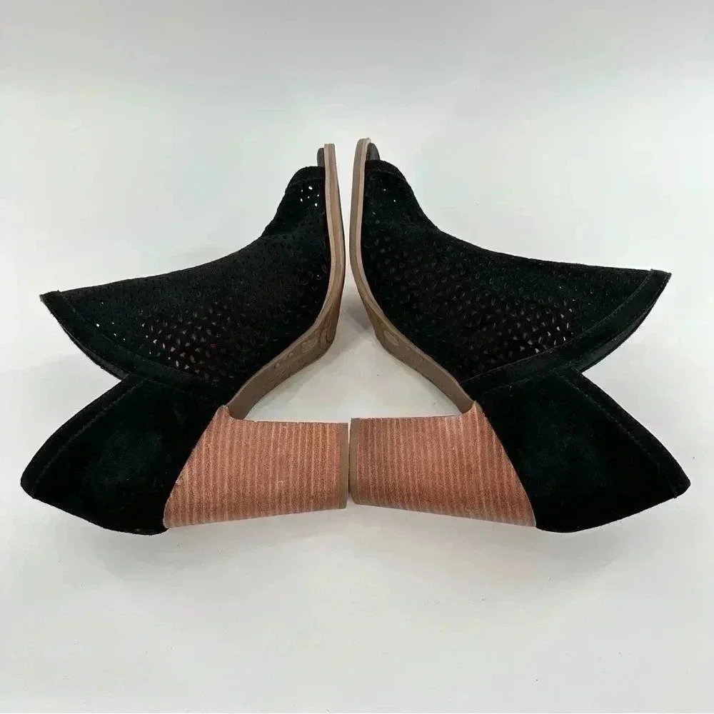 Lucky Brand Livey ankle booties 8.5 black suede laser cut western rodeo boots - Picture 11 of 12